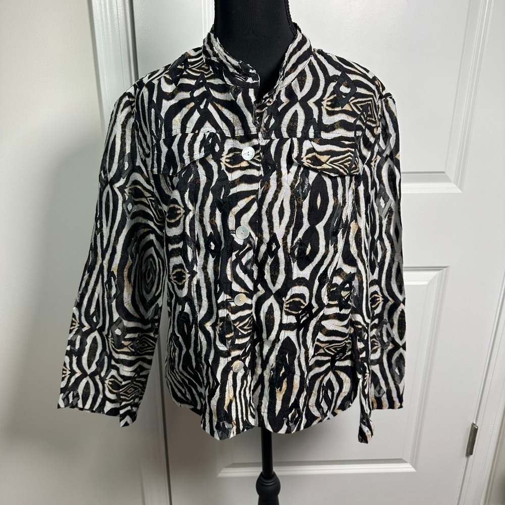 Ruby Rd. Favorites Women's Zebra Print‎ Button Up Shirt Jacket Size 8